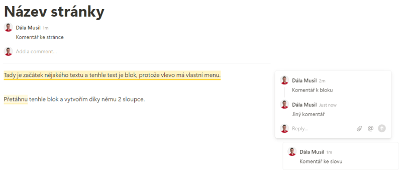 Notion komentáře