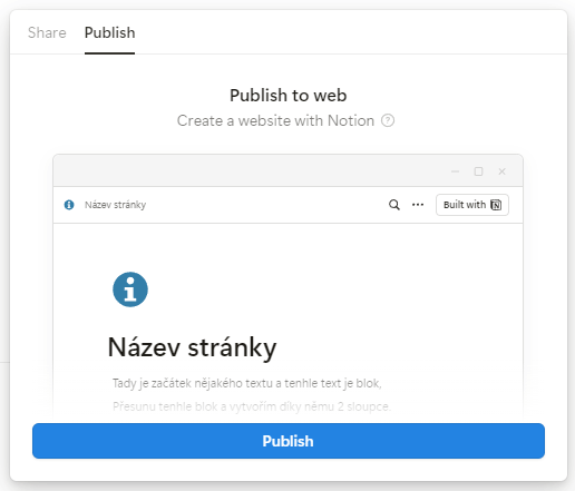 Notion veřejné sdílení