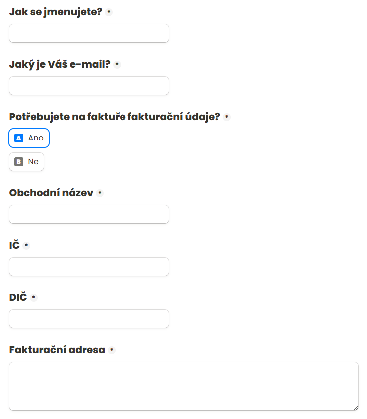 Kontaktní a fakturační údaje