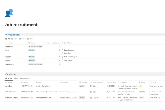 Notion job recruitment