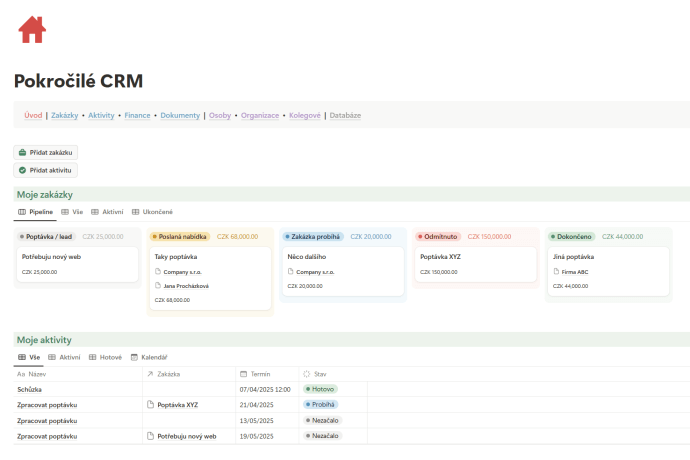 Notion pokročilé CRM