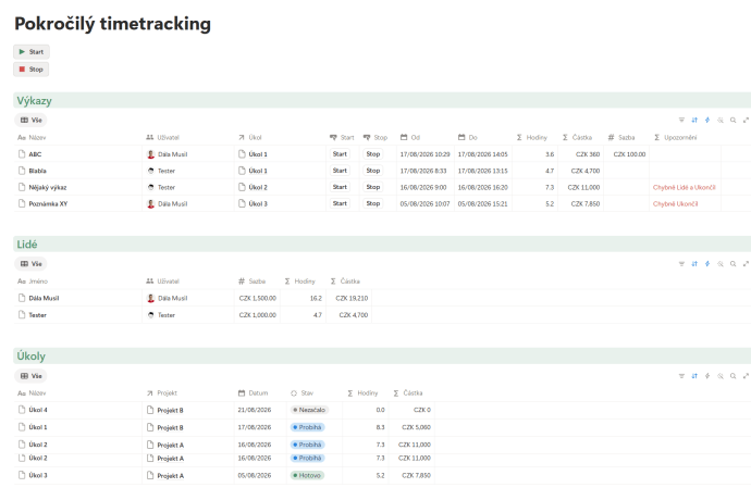 Notion pokročilý timetracking